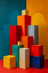 Obraz premium Colorful 3D blocks arranged in a cityscape