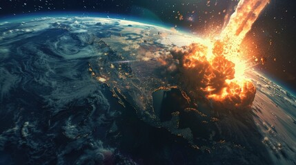 View of Massive Nuclear Explosion as seen from Space. Generative ai