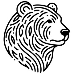 One line bear head silhouette