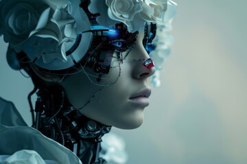 The Cybernetic Flower: A Portrait of Artificial Beauty. Generative AI