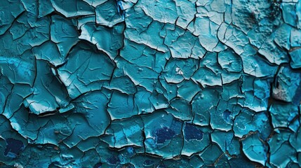 Damaged blue plastic with abstract pattern on rough weathered surface