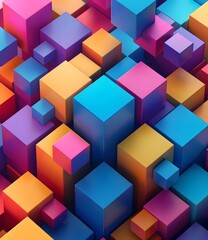 Naklejka premium Colorful 3D Cubes
