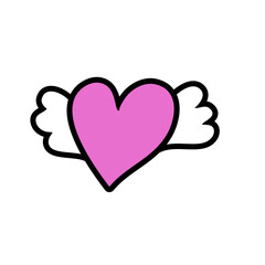 Pink doodle heart hand drawn icon 