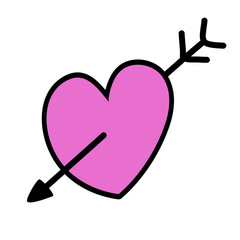 Pink doodle heart hand drawn icon 