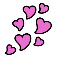 Pink doodle heart hand drawn icon 