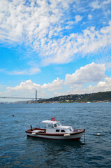 Naklejka premium fishing boats on the bosphorus, istanbul