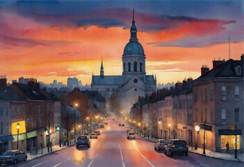 Obraz premium evening watercolor