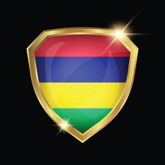 Mauritius Flag Golden Shield Logo