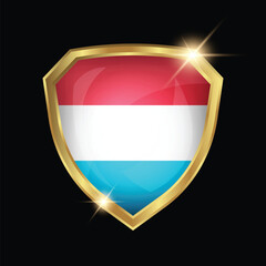 Luxembourg Flag Golden Shield Logo