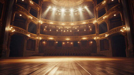 Obraz premium Empty theater stage with dramatic lighting