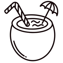 Coconut drink for summer coloring page for kids