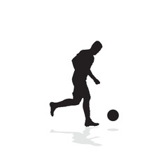 vector soccer player silhouette. player shooting