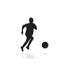 vector soccer player silhouette. player shooting