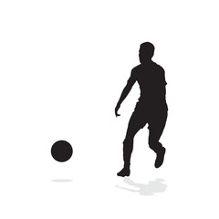 vector soccer player silhouette. player shooting