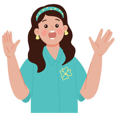 Vector young woman amazed shock surprise expression cartoon illustration