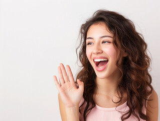 Fototapeta premium 大声で応援する女性