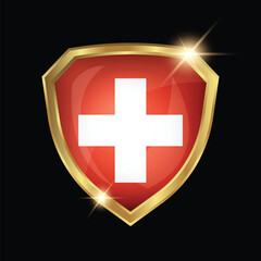Switzerland Flag Golden Shield Logo