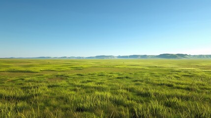 Obraz premium Grassy Plains and Clear Blue Sky