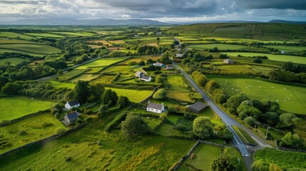 Fototapeta premium Aerial view of rural Ireland.