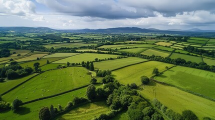 Fototapeta premium Aerial view of rural Ireland.