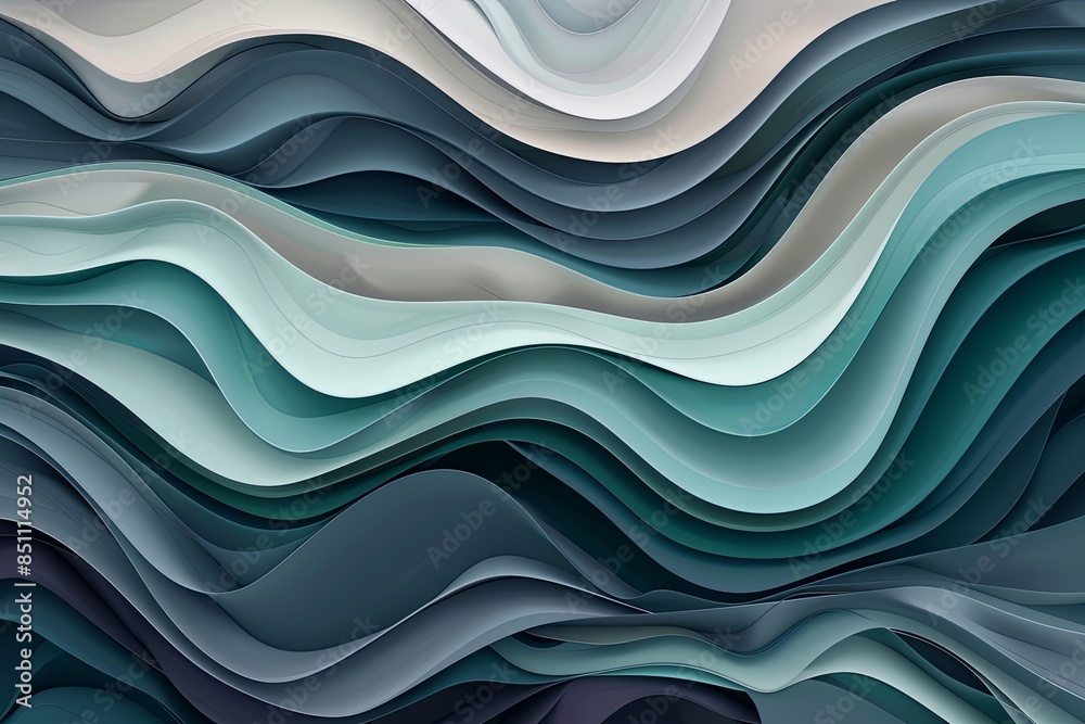 Aufkleber an abstract image of teal and grey waves, creating a dynamic and colorful pattern. generative ai