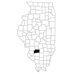 Map of Clinton County in Illinois state on white background. single County map highlighted by black colour on Illinois map. UNITED STATES, US