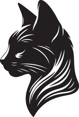 Cat Head Face Silhouette vector illustration