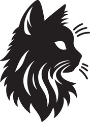 Cat Head Face Silhouette vector illustration