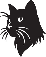 Cat Head Face Silhouette vector illustration