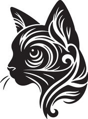 Cat Head Face Silhouette vector illustration