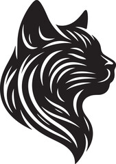 Cat Head Face Silhouette vector illustration