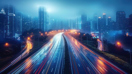 Fototapeta premium Cityscape Highway at Night