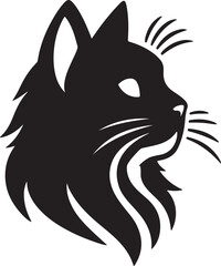Cat Head Face Silhouette vector illustration