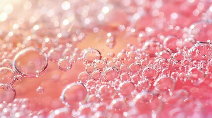 Pink Champagne bubbles close up