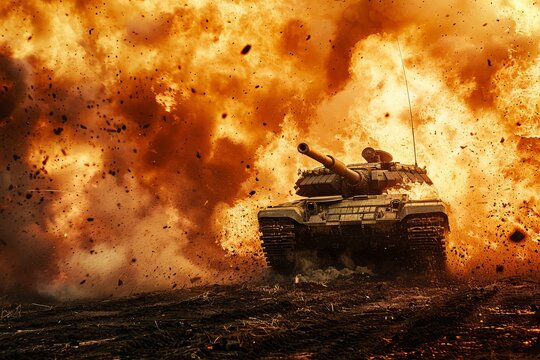tank explosion on the battlefield