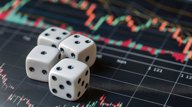 Rolling dice on stock trading charts and getting one one