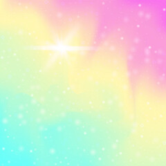 Rainbow Pattern. Pink Magic Invitation. Girl Gradient. Iridescent Sparkles Invite. Purple Girlish Background. Blue Cosmic Hologram. Princess Backdrop. Party Rainbow Pattern.