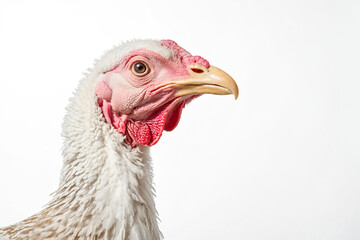 Close-up of a white hen's head