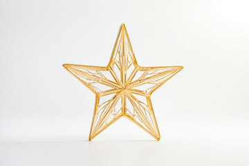 Fototapeta premium Golden Star Ornament Isolated on White Background