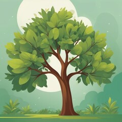 Fototapeta premium tree with green leaves illustration