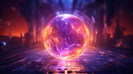 Glowing Fiery Energy Orb - Fantasy Surreal Vortex Sphere Artwork
