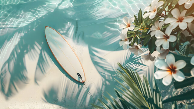 summer mockup with surfboard