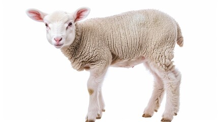 Fototapeta premium Close up photograph of a full body lamb isolated on a solid white background. isolated on a solid white background. Illustrations