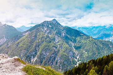 Monte Lussari, Italy, Tarvisio - Panoramic view of the Alps mountains