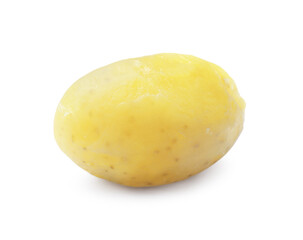 One young boiled potato isolated on white