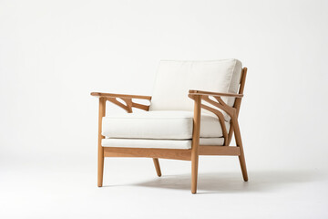 Obraz premium White Armchair with Wooden Frame