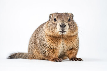 Obraz premium Marmot Sitting on White Background
