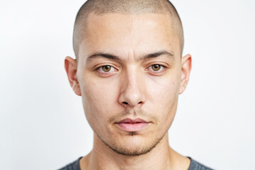 Obraz premium Close-up portrait of a young man with a serious expression