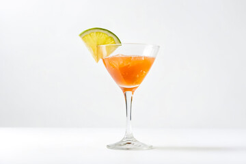 Orange cocktail with lime garnish