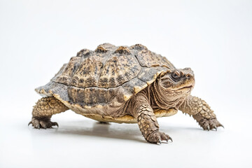 Obraz premium Turtle Walking on White Background